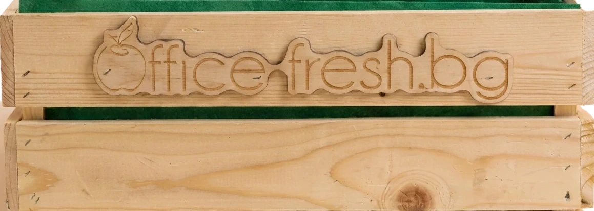 Дървена щайга Office Fresh със зелен текстилен подгъв
